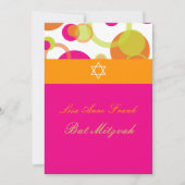 PixDezines Bat Mitzvah+Mod Bubbles/oranje/warm roz Kaart (Voorkant)