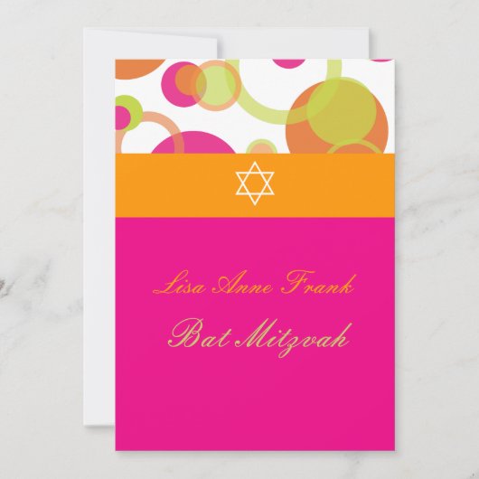 PixDezines Bat Mitzvah+Mod Bubbles/oranje/warm roz Kaart (Voorkant)