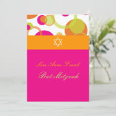 PixDezines Bat Mitzvah+Mod Bubbles/oranje/warm roz Kaart (Staand voorkant)
