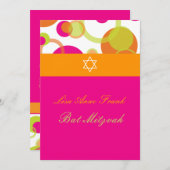PixDezines Bat Mitzvah+Mod Bubbles/oranje/warm roz Kaart (Voorkant / Achterkant)
