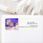 PixDezines Bat Mitzvah Paarse Violet Waterverf Etiket (Insitu)