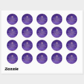 PixDezines Bat Mitzvah, Paarse Violet Waterverf Ronde Sticker (Vel)