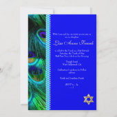 PixDezines Bat Mitzvah + Peacock Feather Kaart (Achterkant)
