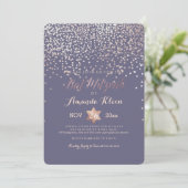 PixDezines Bat Mitzvah/Roos Gold/Confetti Kaart (Staand voorkant)