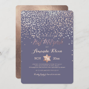 PixDezines Bat Mitzvah/Roos Gold/Confetti Kaart