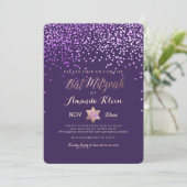 PixDezines Bat Mitzvah/Roze/Roos Goud/Confetti Kaart (Staand voorkant)
