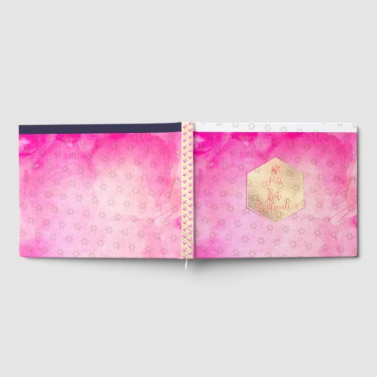 PixDezines Bat Mitzvah, Roze Roos Waterverf Gastenboek (Volledig)