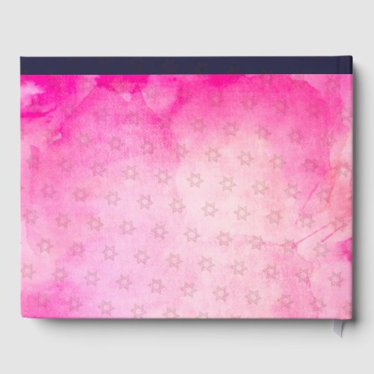 PixDezines Bat Mitzvah, Roze Roos Waterverf Gastenboek (Achterkant)