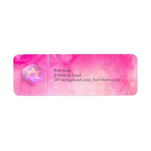 PixDezines Bat Mitzvah Roze Waterverf Etiket (Voorkant)