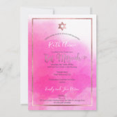 PixDezines Bat Mitzvah |Roze Waterverf Kaart (Achterkant)