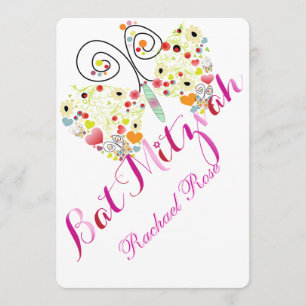 PixDezines Bat Mitzvah/vlinders Kaart