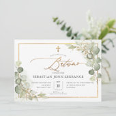 PixDezines Batismo de eucalipto rústico em aquarel Kaart (Staand voorkant)