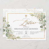 PixDezines Batismo de eucalipto rústico em aquarel Kaart (Voorkant / Achterkant)