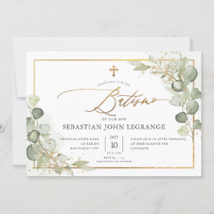 PixDezines Batismo de eucalipto rústico em aquarel Kaart