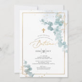 PixDezines Batismo de eucalipto rústico em aquarel Kaart (Voorkant)
