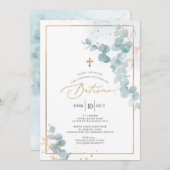 PixDezines Batismo de eucalipto rústico em aquarel Kaart (Voorkant / Achterkant)
