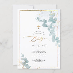 PixDezines Bautizo Eucalipto Rústico Acuarela Kaart