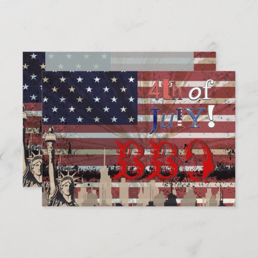 PixDezines BBQ, 4de juli uitnodigingen (Voorkant / Achterkant)