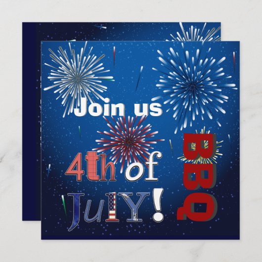 PixDezines BBQ, 4de juli uitnodigingen (Voorkant / Achterkant)