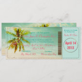 PixDezines  Beach Boarding Pass Kaart (Voorkant / Achterkant)