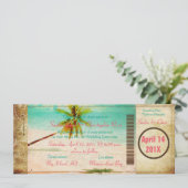 PixDezines  Beach Boarding Pass Kaart (Staand voorkant)