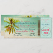 PixDezines  Beach Boarding Pass Kaart (Voorkant / Achterkant)