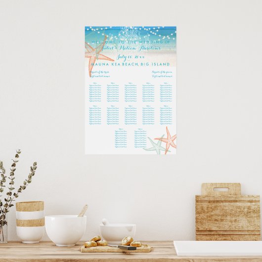 PixDezines Beach/Chadeliers/Seating Chart Poster (Keuken)