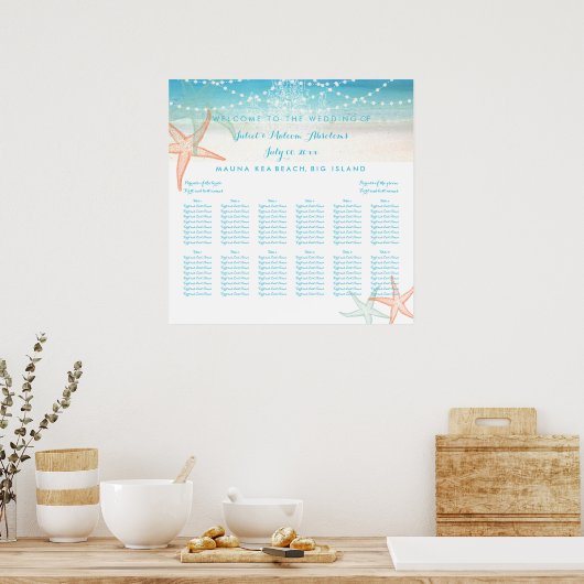 PixDezines Beach/Chadeliers/Seating Chart Poster (Keuken)