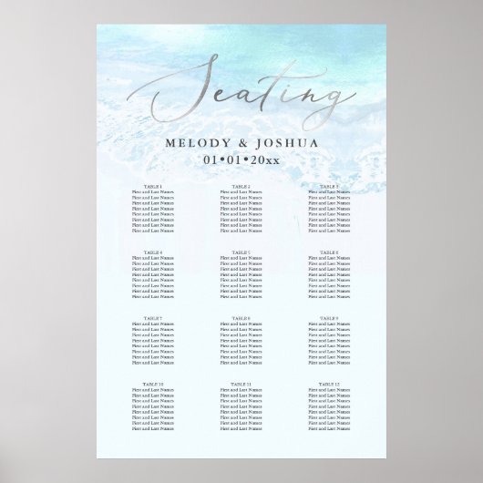 PixDezines Beach Elegant Calligraphy, Seating Poster (Voorkant)