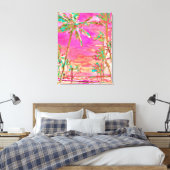 PixDezines Beach/Hawaï/Bay/Roze/Blauwgroen Canvas Afdruk (Insitu (Slaapkamer))