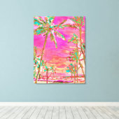 PixDezines Beach/Hawaï/Bay/Roze/Blauwgroen Canvas Afdruk (Insitu (Houten vloer))