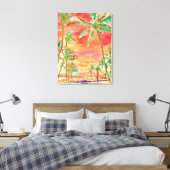 PixDezines Beach/Hawaii/Bay/Coral/Blauwgroen Canvas Afdruk (Insitu (Slaapkamer))