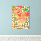 PixDezines Beach/Hawaii/Bay/Coral/Blauwgroen Canvas Afdruk (Insitu (Houten vloer))