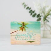 PixDezines Beach/Ocean/Palm Tree/Save the Date Save The Date (Staand voorkant)