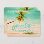 PixDezines Beach/Ocean/Palm Tree/Save the Date Save The Date (Voorkant / Achterkant)