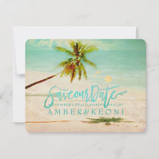 PixDezines Beach/Ocean/Palm Tree/Save the Date Save The Date (Voorkant)