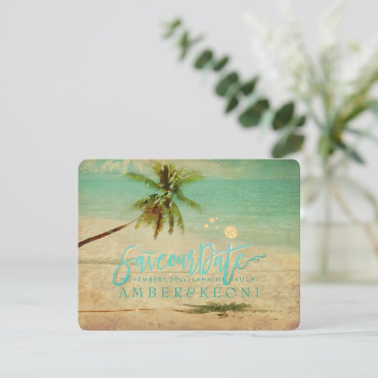 PixDezines  Beach/Palm Tree/Save the Date Save The Date (Staand voorkant)