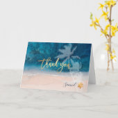 PixDezines Beach Palm Trees Mitzvah Dank u Kaart (Gele Bloem)