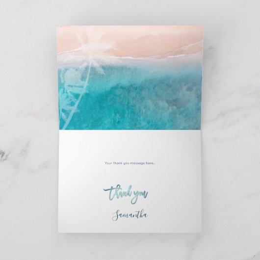 PixDezines Beach Palm Trees Mitzvah Hartelijk dank Kaart (Binnen)