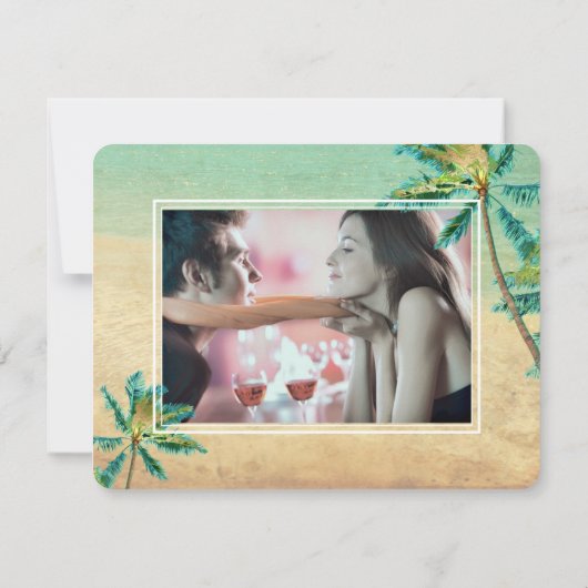 PixDezines Beach/Palm Trees/Save the Date Save The Date (Achterkant)