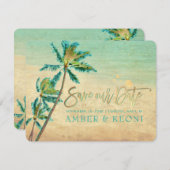 PixDezines  Beach/Palm Trees/Save the Date Save The Date (Voorkant / Achterkant)