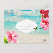 PixDezines beach+pink maui hibiscus bewaar de datu Aankondigingskaart (Achterkant)