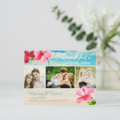 PixDezines beach+pink maui hibiscus bewaar de datu Aankondigingskaart (Staand voorkant)