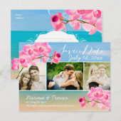 PixDezines beach+pink maui orchideeën bewaar de da Aankondigingskaart (Voorkant / Achterkant)
