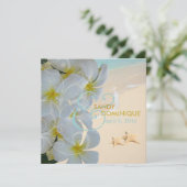 PixDezines BEACH PLUMERIA LEI+STARFISH+SWIRL Kaart (Staand voorkant)