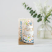 PixDezines Beach Wedding Cake/Bakery/Pâtisserie Visitekaartje (Staand voorkant)