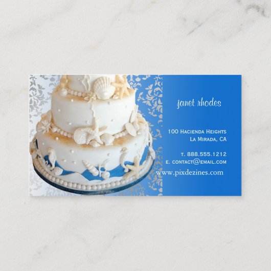 PixDezines Beach Wedding Cake/DIY achtergrondkleur Visitekaartje (Achterkant)