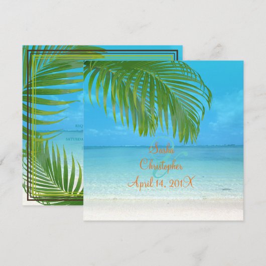 PixDezines Beach Wedding Invitations Kaart (Voorkant / Achterkant)