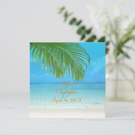 PixDezines Beach Wedding Invitations Kaart (Staand voorkant)