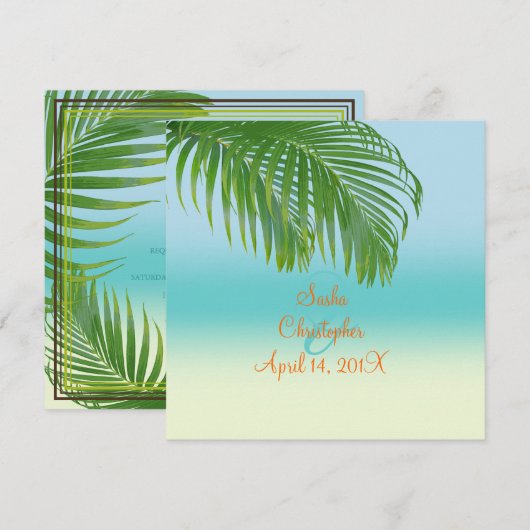 PixDezines Beach Wedding Invitations Kaart (Voorkant / Achterkant)